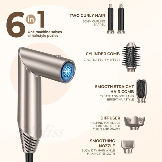 Automatic Hair Suction Six-in-one Folding Multifunctional Converter Hair Dryer Innovoni